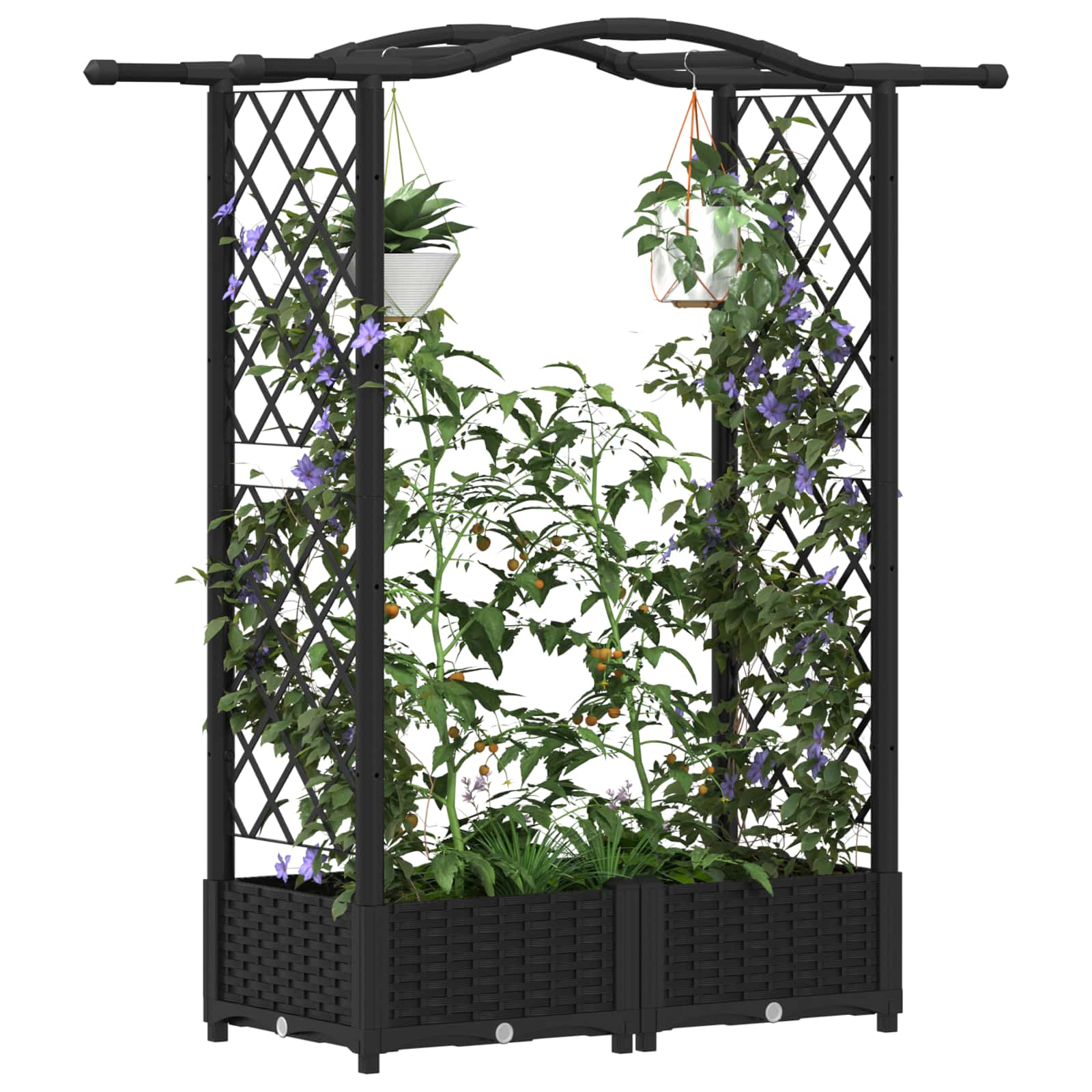 Hochbeet mit Rankgitter und Dach Braun 124 x 40 x 123 cm PP