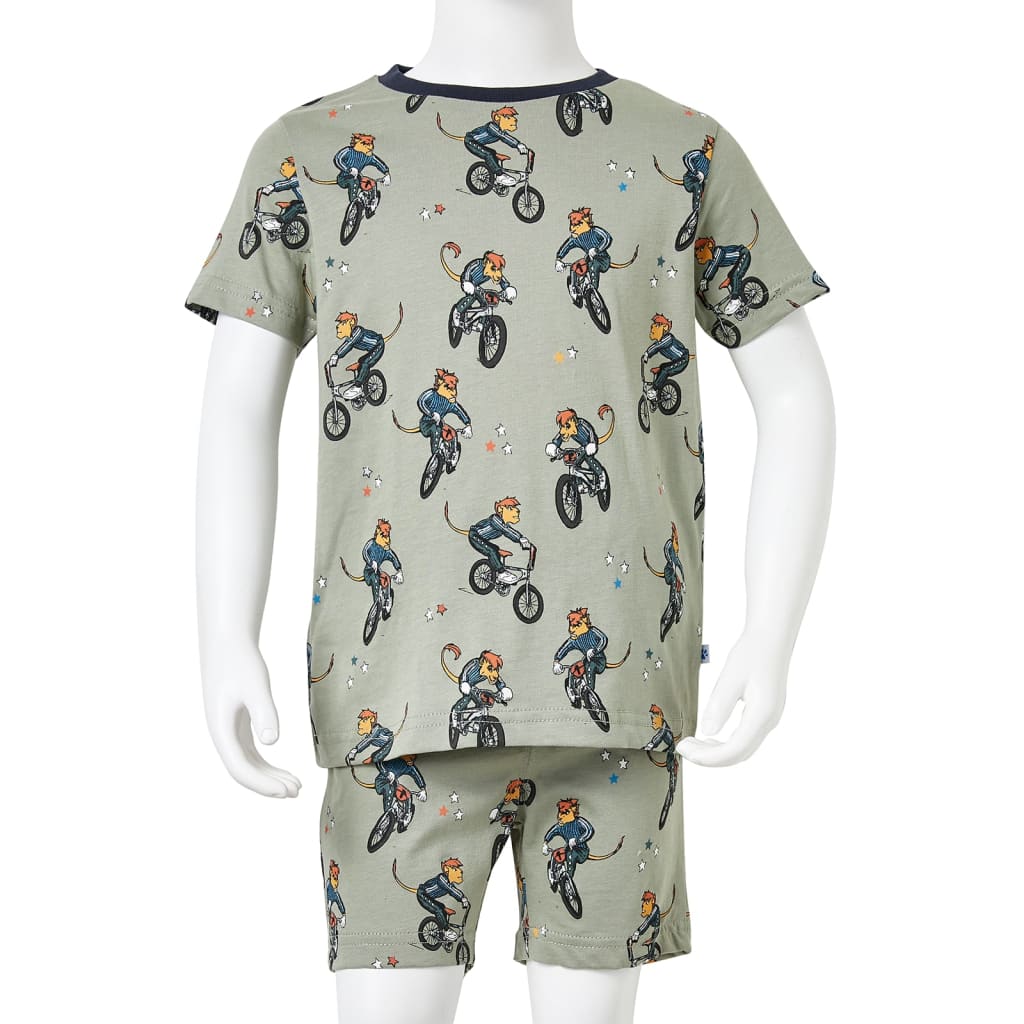 Kinderpyjama mit Kurzen Ärmeln Hellkhaki 92