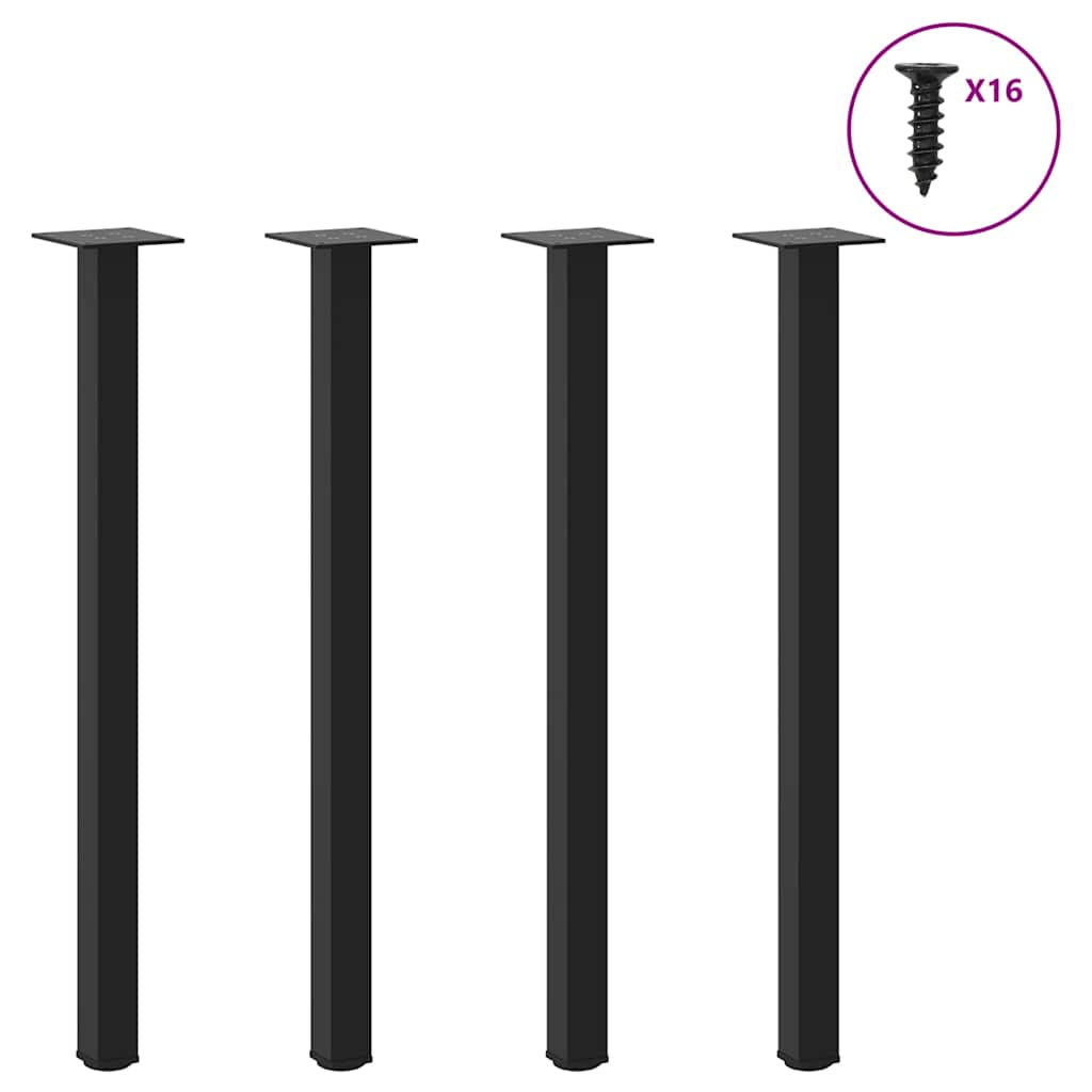 Bartischbeine 4 Stk. Schwarz 100-102 cm Stahl