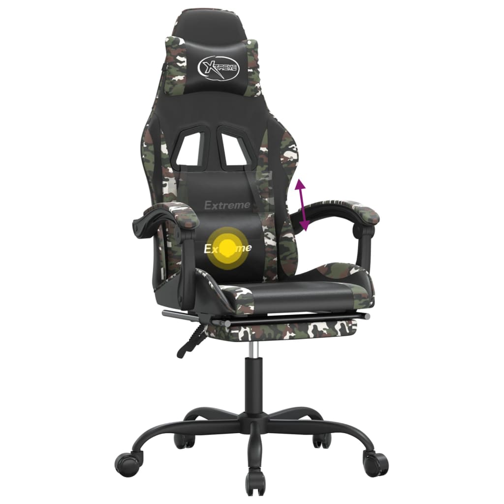 Gaming-Stuhl Drehbar Schwarz und Grün Kunstleder
