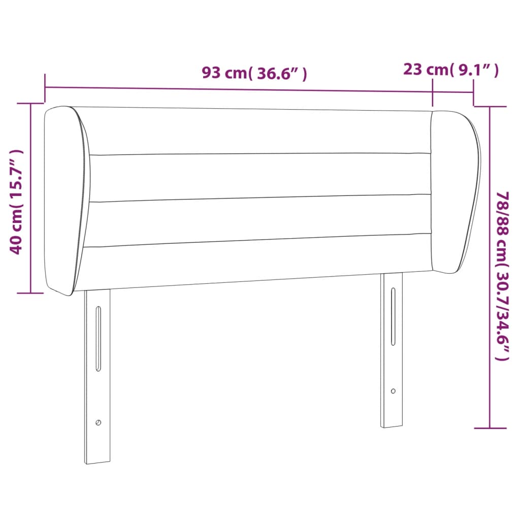 Kopfteil mit Ohren Dunkelblau 203x23x118/128 cm Samt