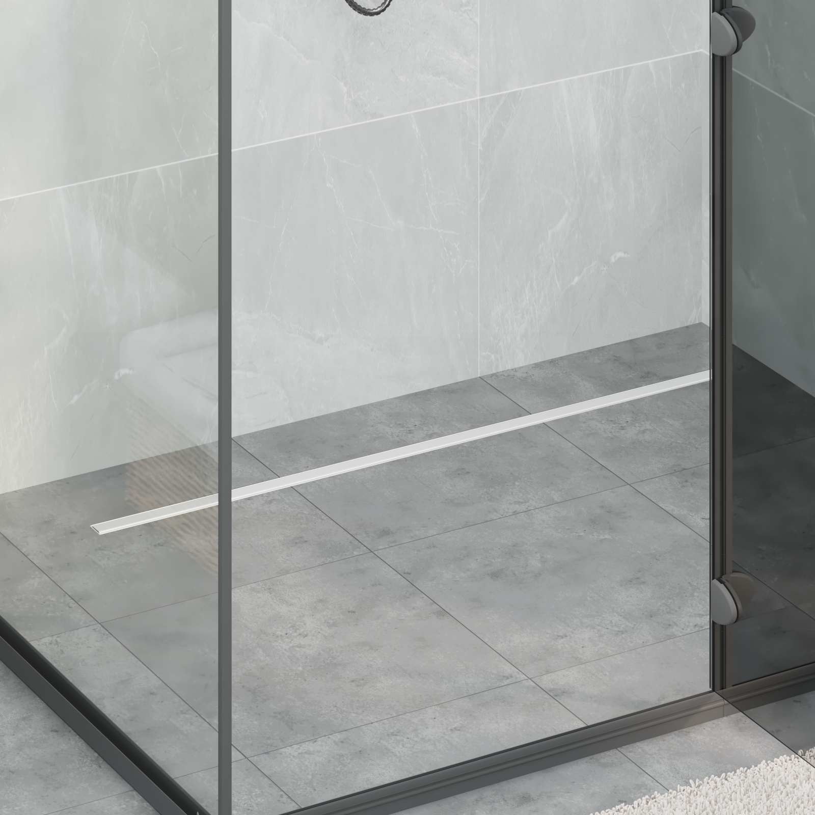 360° Duschablauf mit slim Modell Silber 50 cm Edelstahl 304
