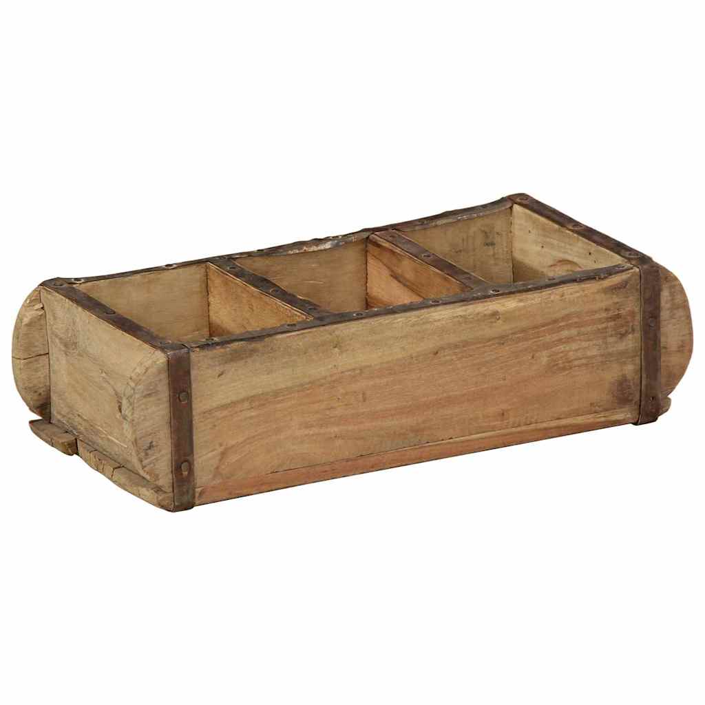 Tablett Braun 30 x 15 x 9 cm Massives upgecyceltes Holz