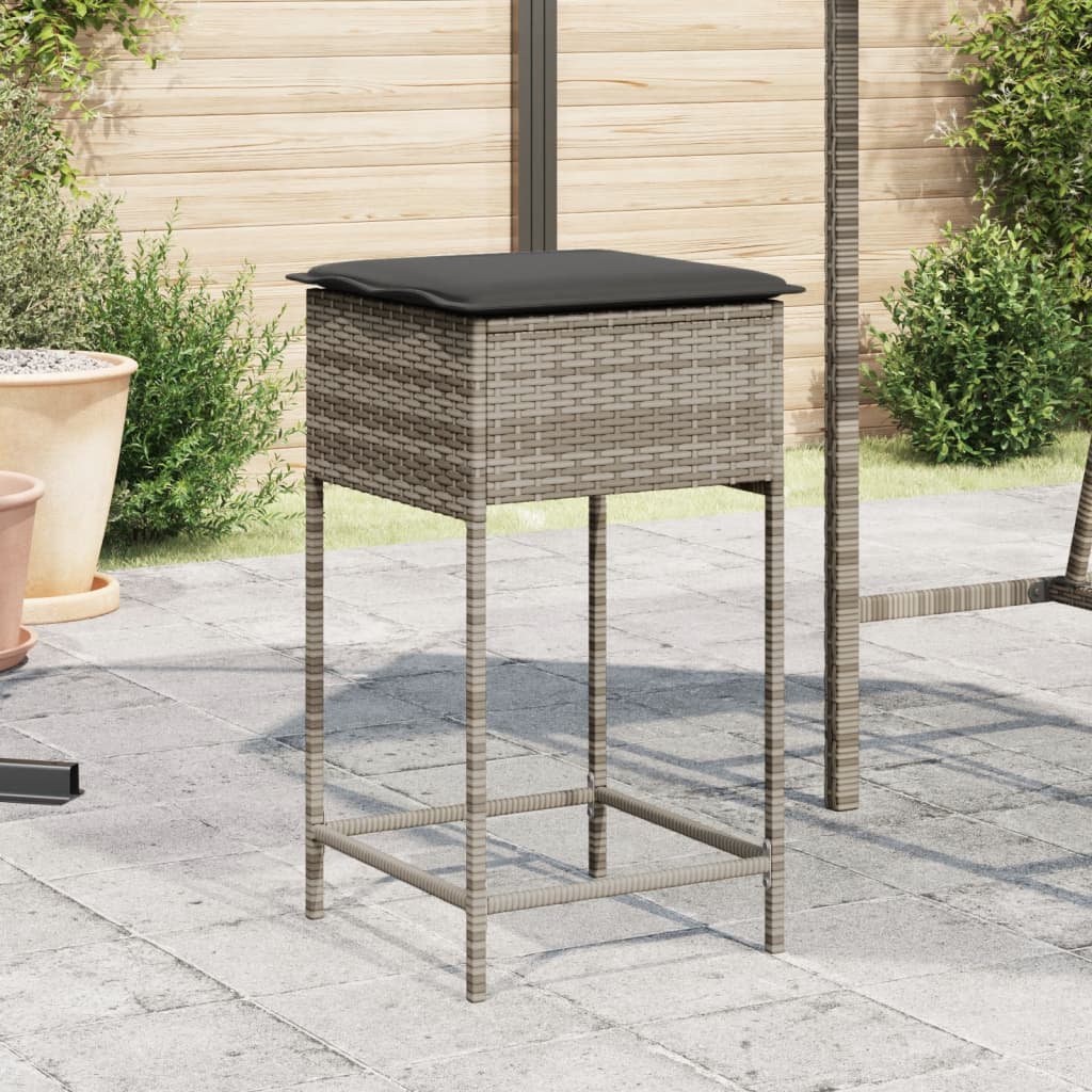 Garten-Barhocker mit Kissen 2 Stk. Schwarz Poly Rattan