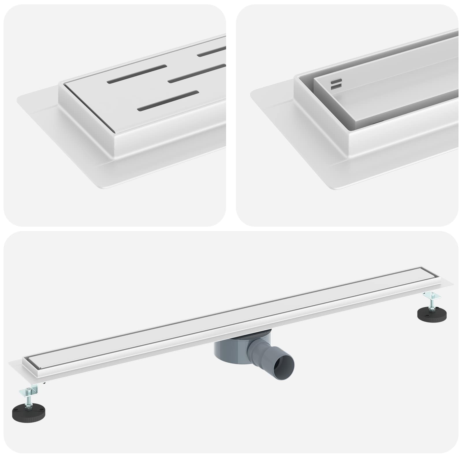 Duschablauf 2-in-1 mit 360° Siphon Silber 54 x 11 x 9,5 cm