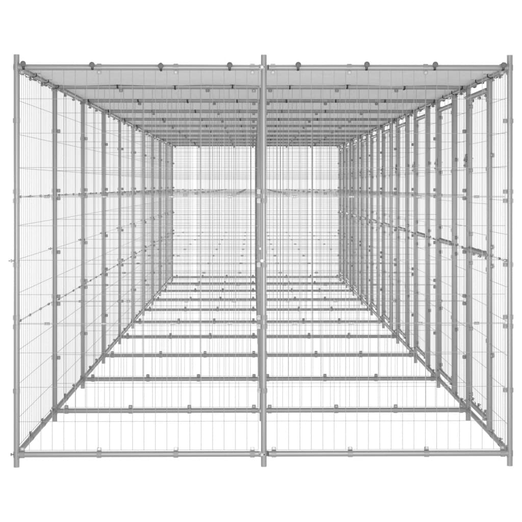 Outdoor-Hundezwinger Stahl mit Überdachung 110x220x180 cm