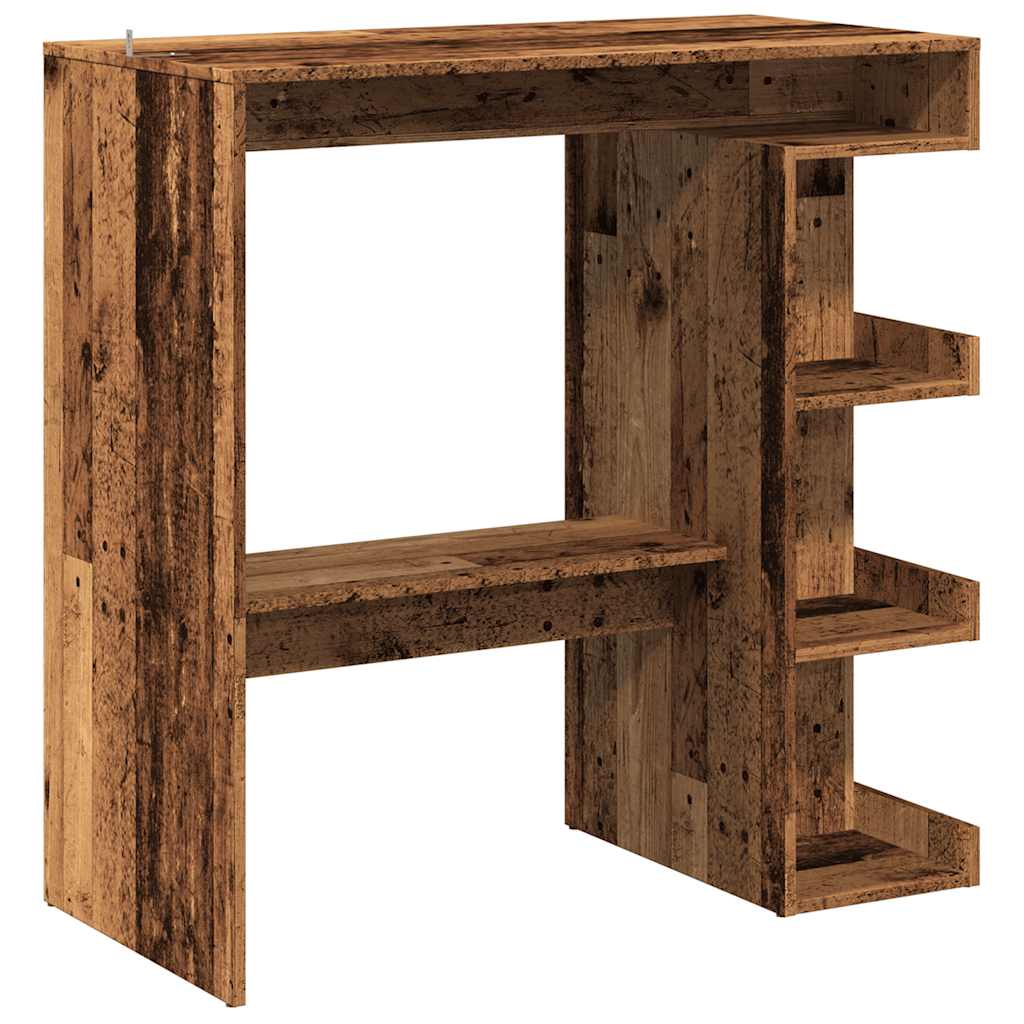 Bartisch mit Regal Weiß 100x50x101,5 cm Holzwerkstoff