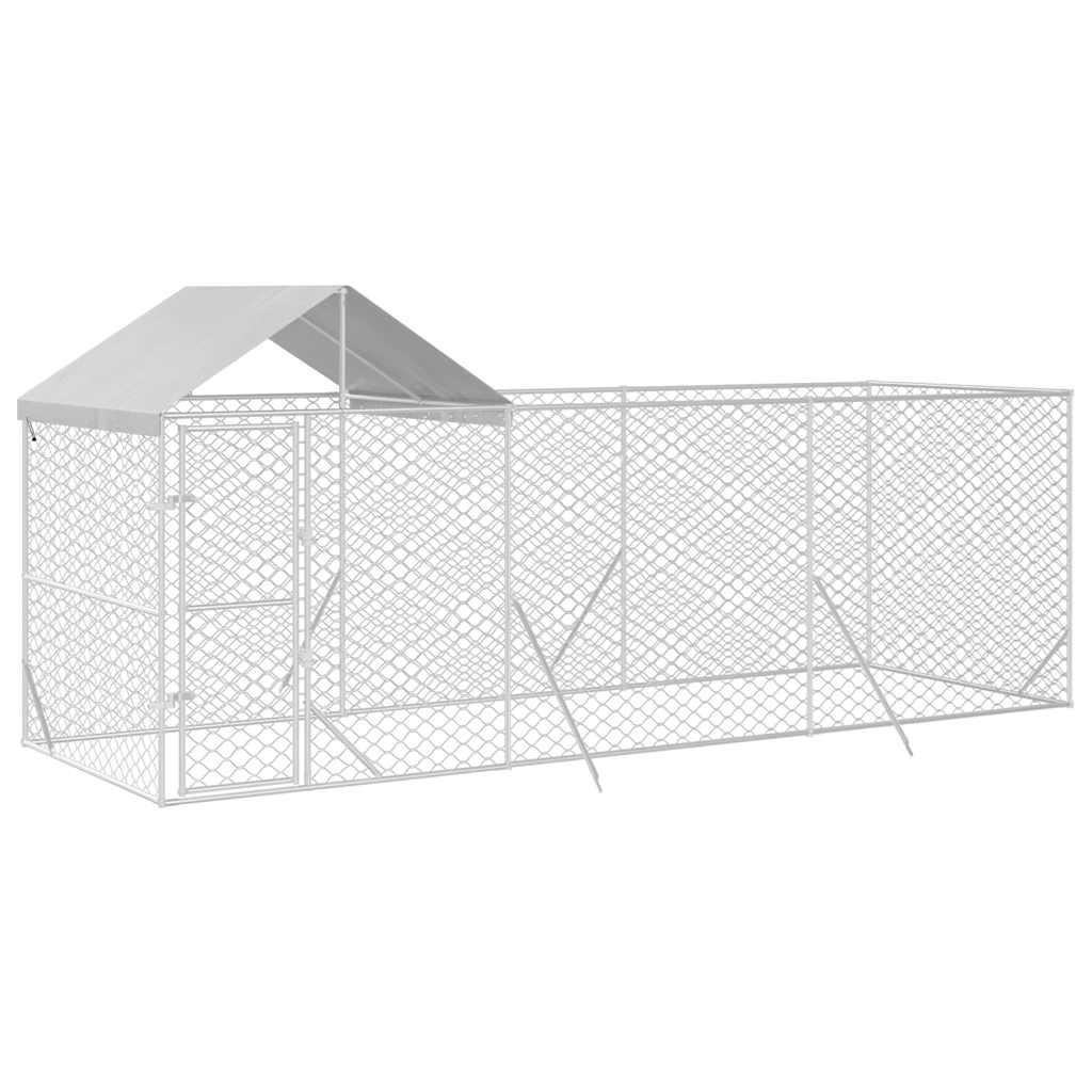 Outdoor-Hundezwinger mit Dach Silber 2x2x2,5 m Verzinkter Stahl