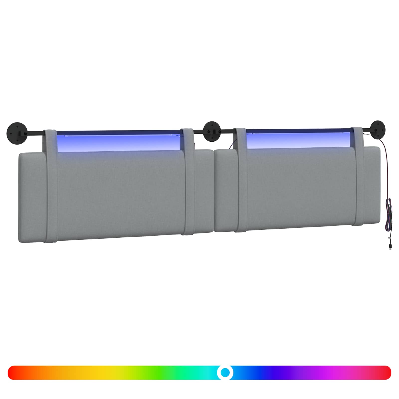 Hängendes Kopfteil Mit LED Licht Wolkengrau Stoff