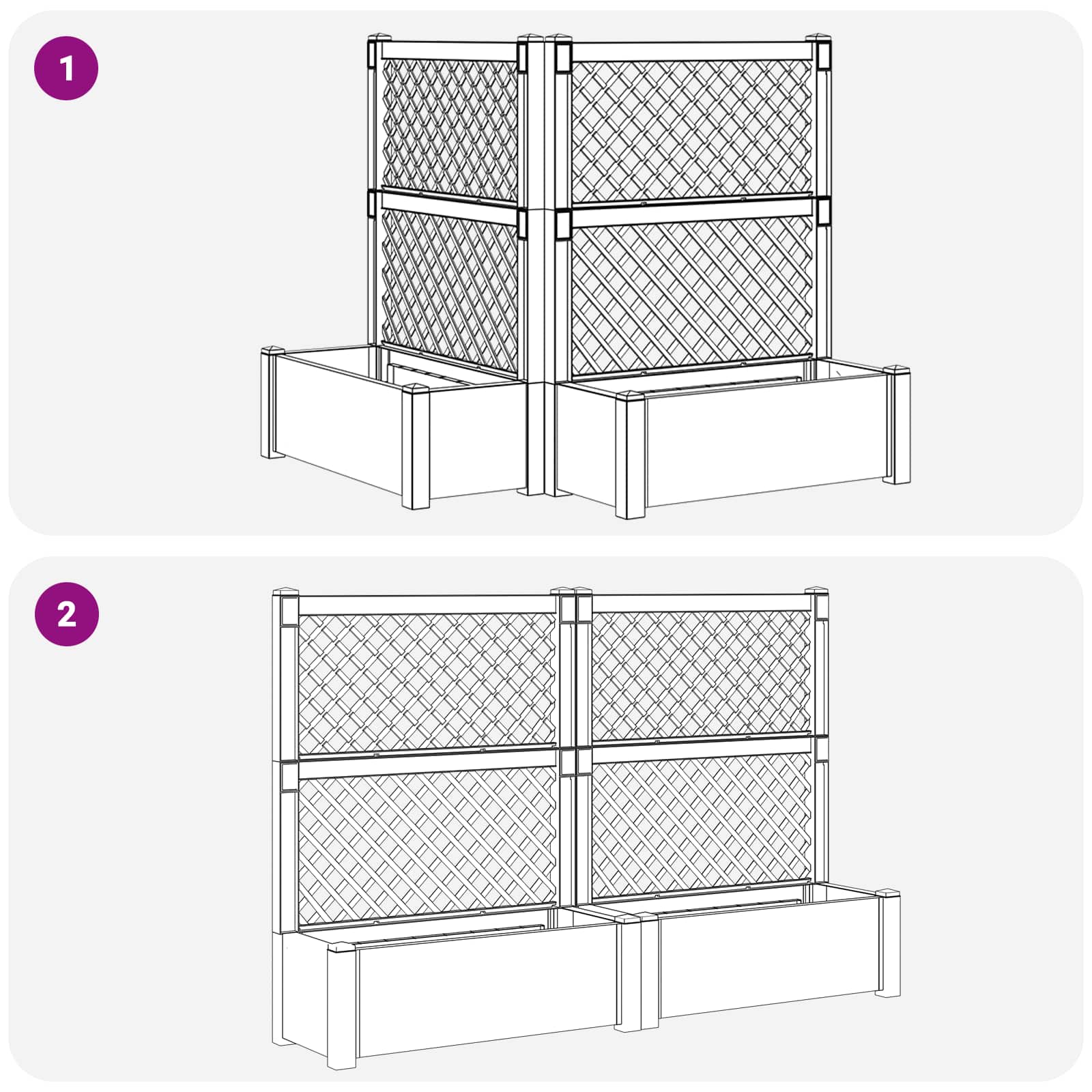 Großer Pflanzer mit Rankgitter Weiß 99,5 x 43 x 133,5 cm PP