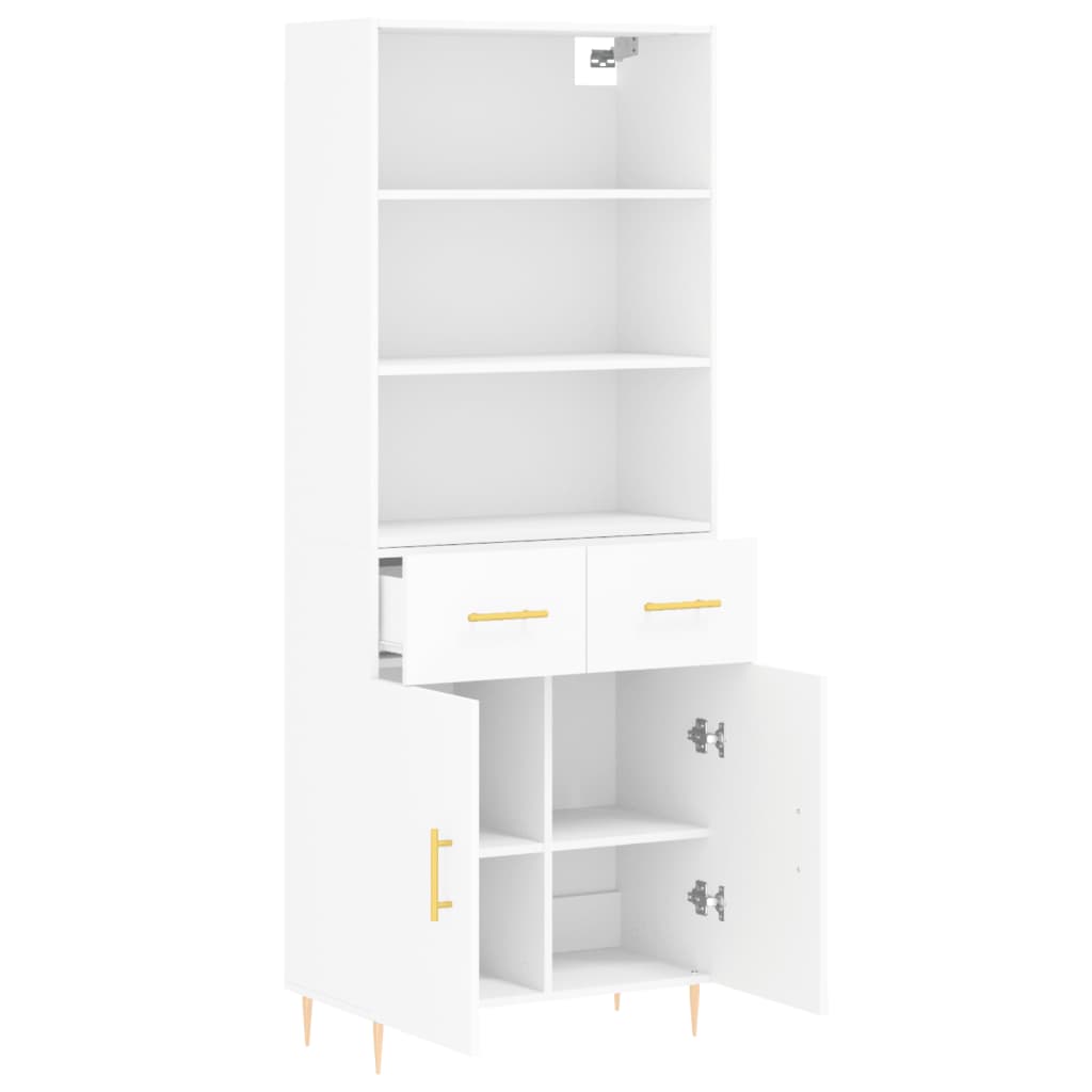 Highboard Hochglanz-Weiß 69,5x34x180 cm Holzwerkstoff
