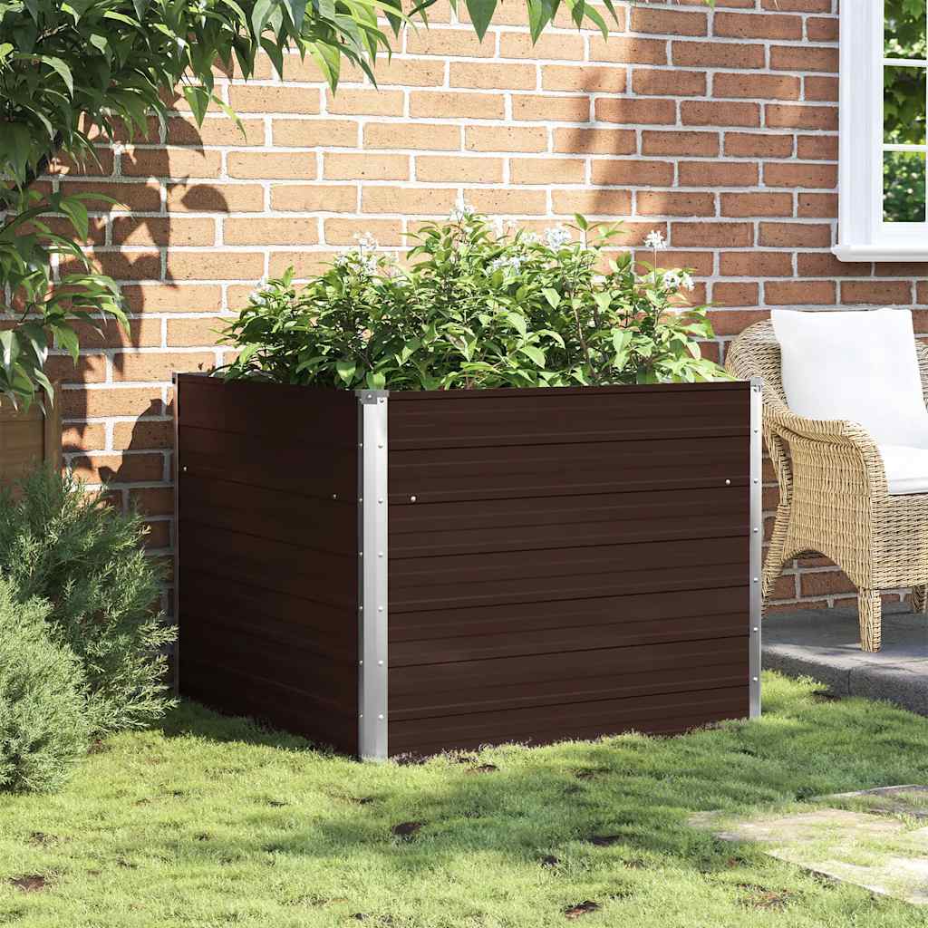Hochbeet 100 x 100 x 77 cm Verzinkter Stahl Grau