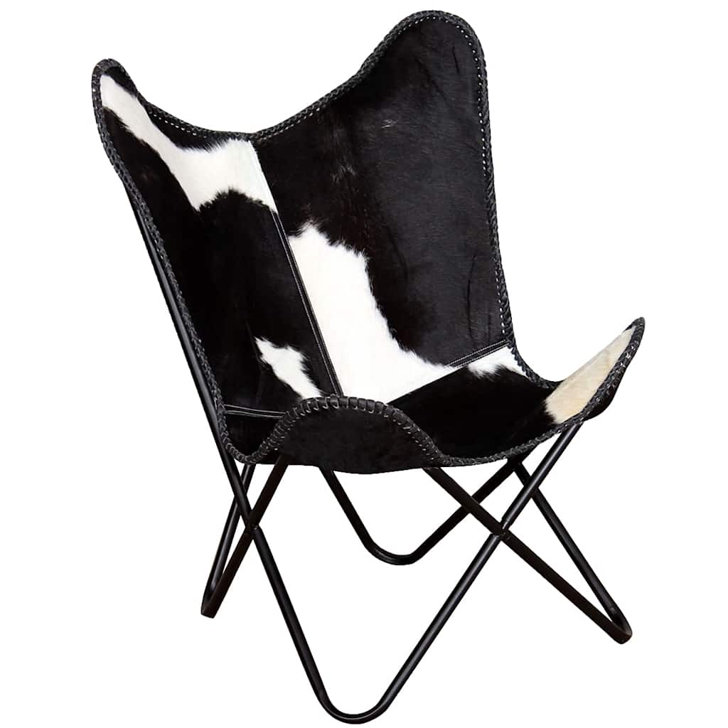 Butterfly-Sessel Schwarz Echtleder