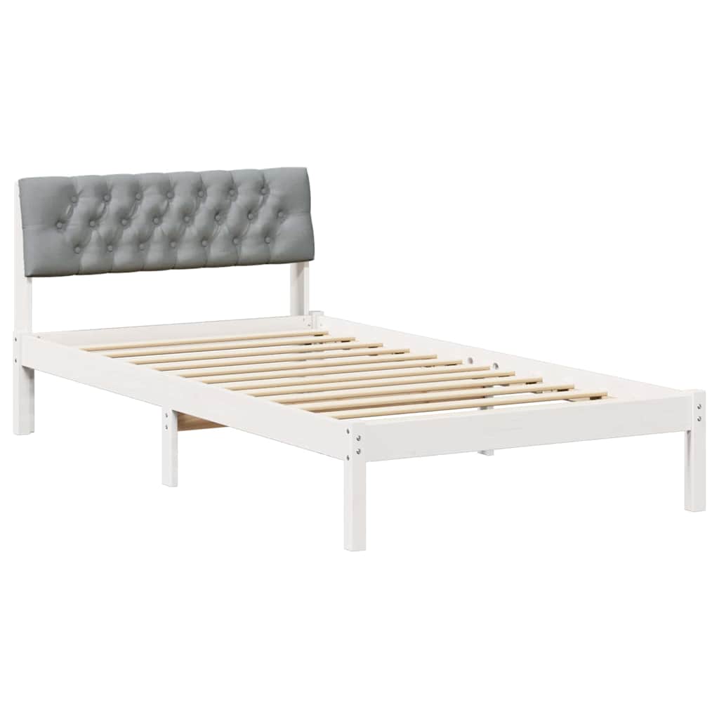 Bettgestell Braun und hellgrau 200 x 200 cm Massivholz Kiefer