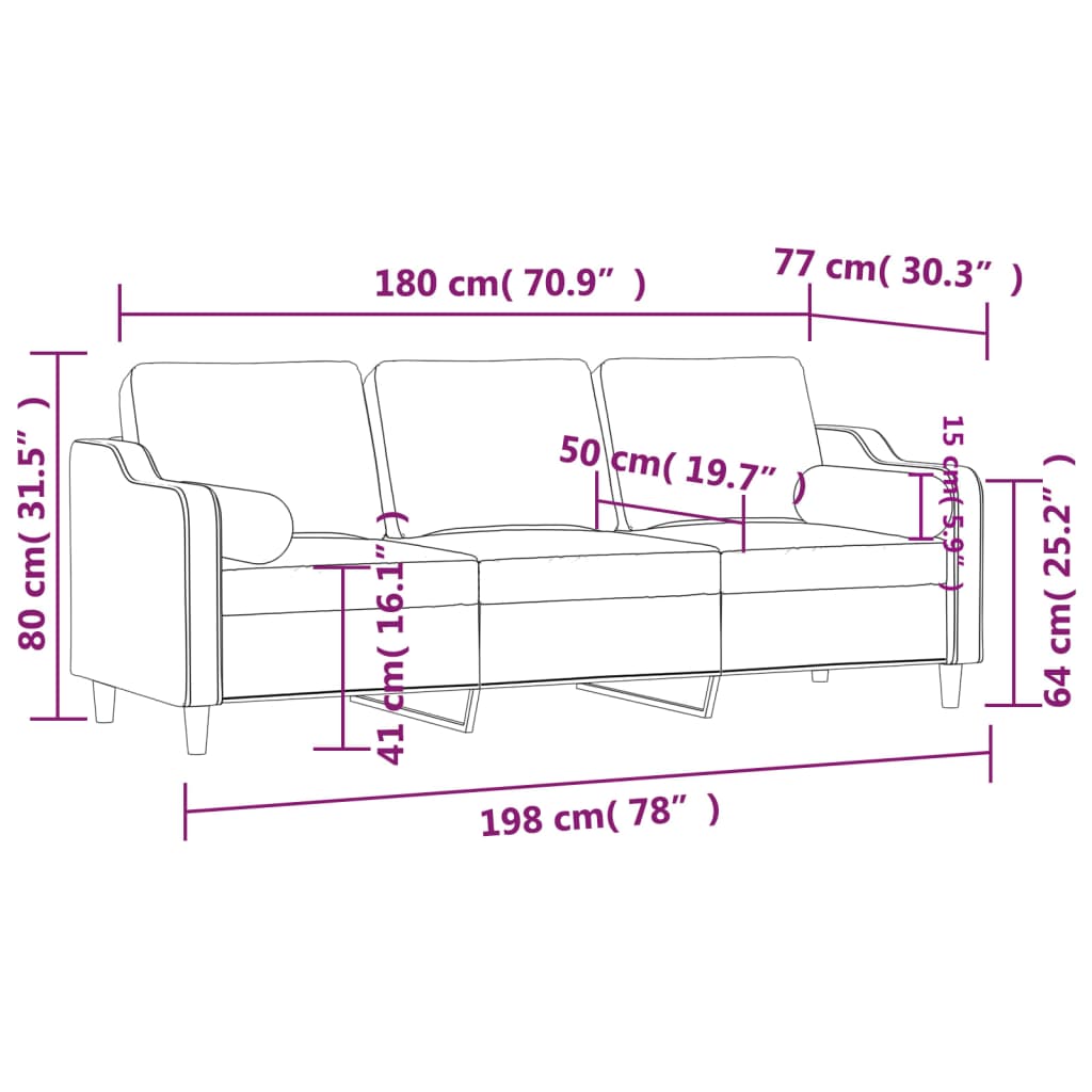 2-Sitzer-Sofa mit Zierkissen Braun 120 cm Stoff