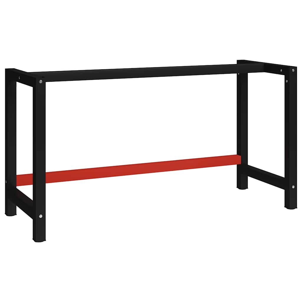 Werkbankgestell Metall 80x57x79 cm Schwarz und Rot