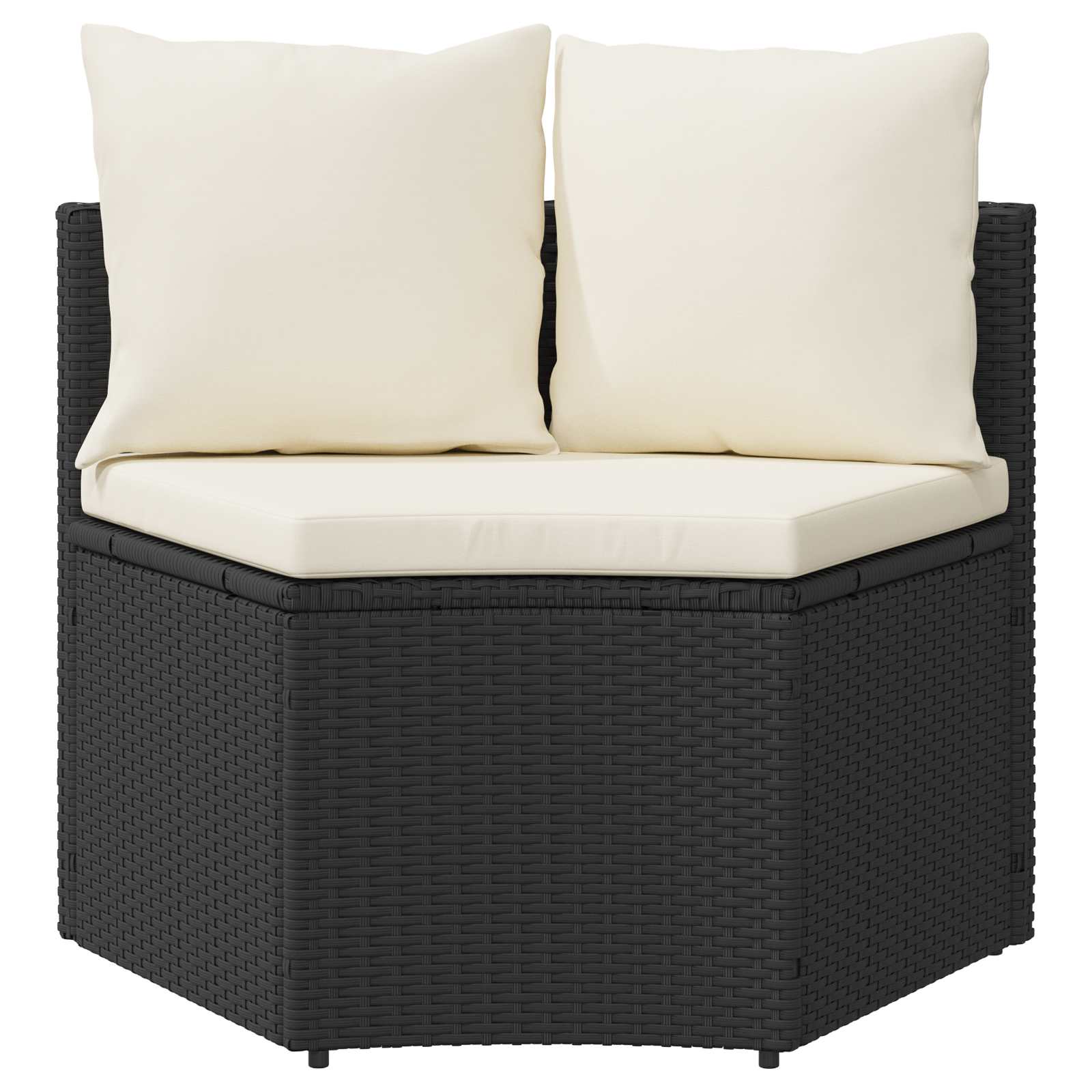 2-tlg. Garten-Sofagarnitur mit Auflagen Poly Rattan Schwarz