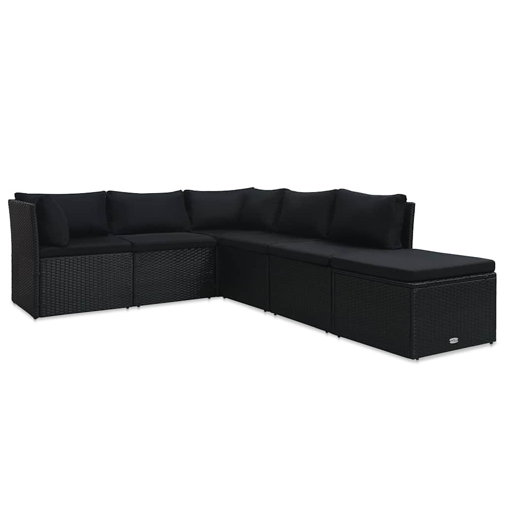 4-tlg. Garten-Lounge-Set mit Polstern Poly Rattan Grau