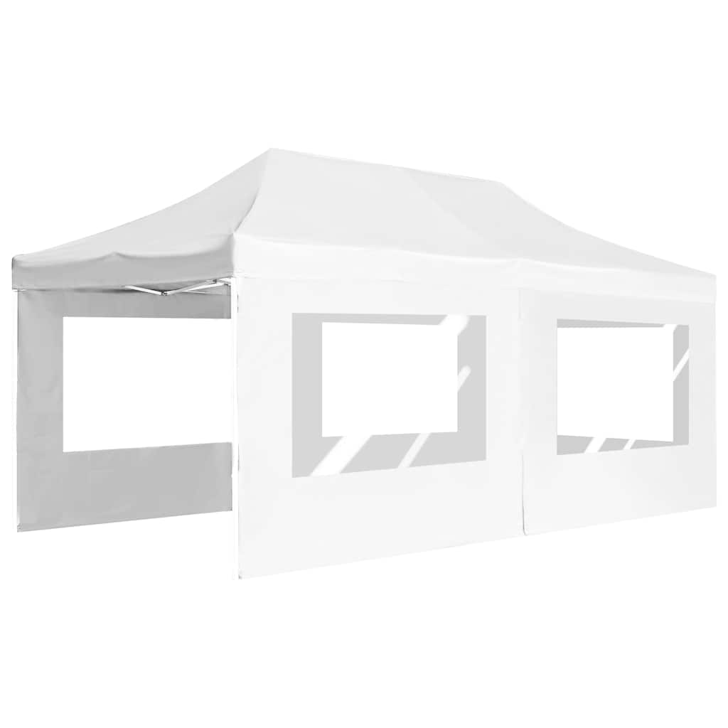 Profi-Partyzelt Faltbar mit Wänden Aluminium 3×3m Weiß