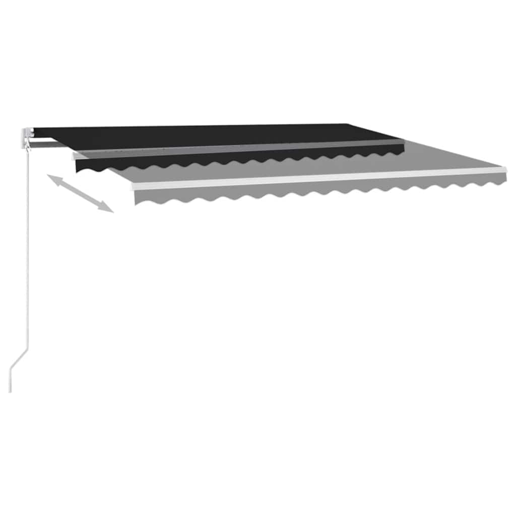Markise Manuell Einziehbar mit LED 300x250 cm Blau und Weiß