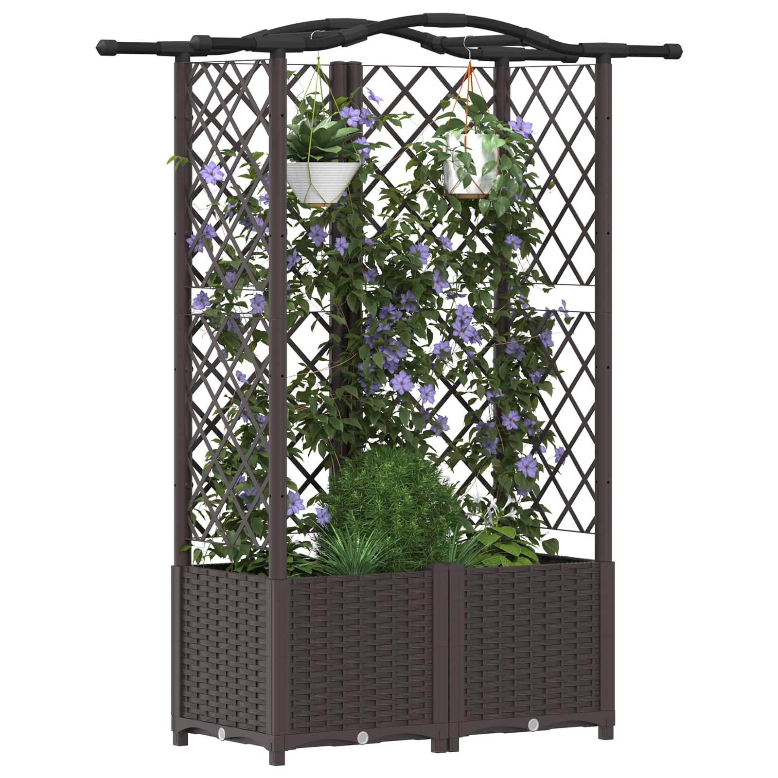 Hochbeet mit Rankgitter und Dach Braun 124 x 40 x 123 cm PP