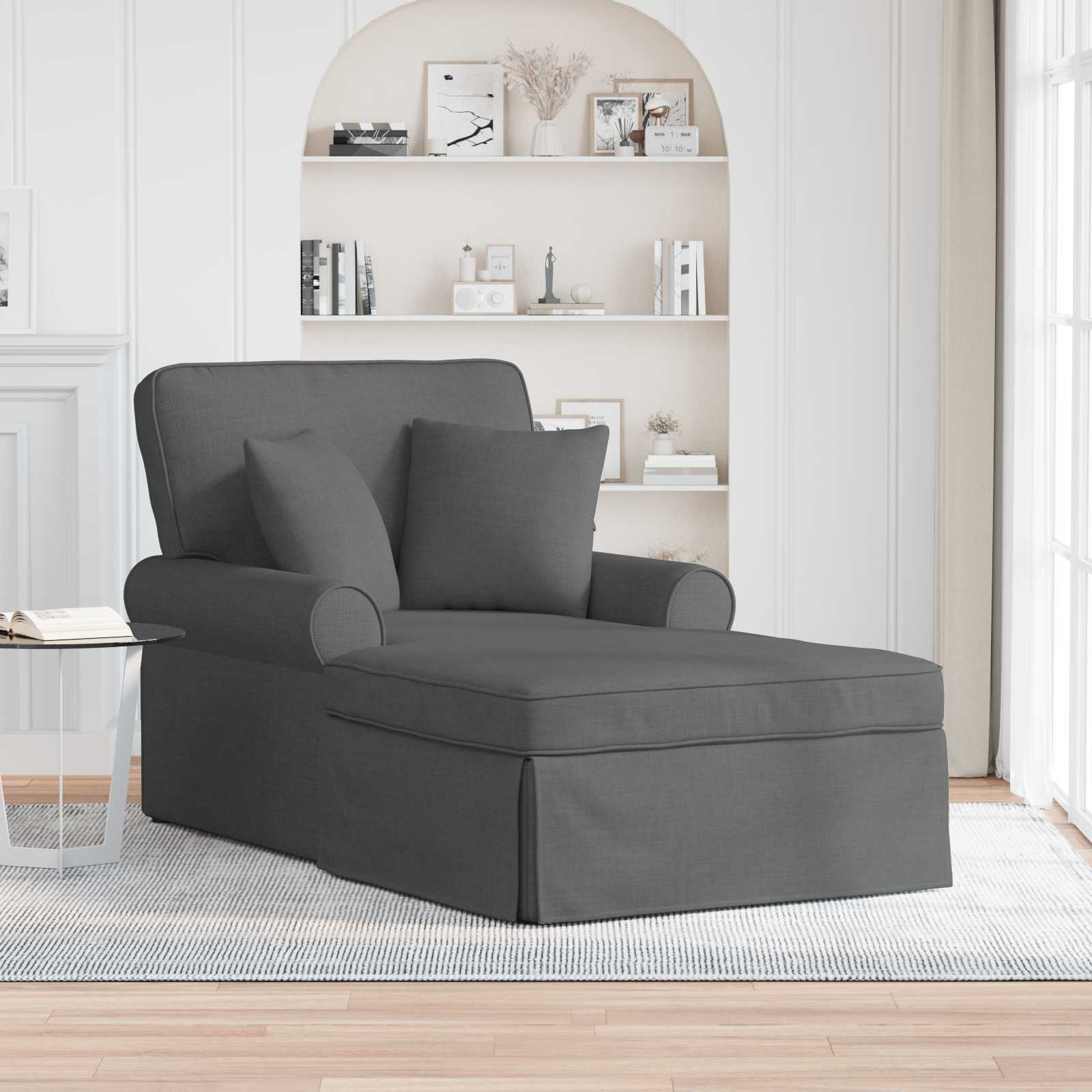 Chaise Lounge mit Rock mit Kissen 3 pcs Hellgrau Stoff