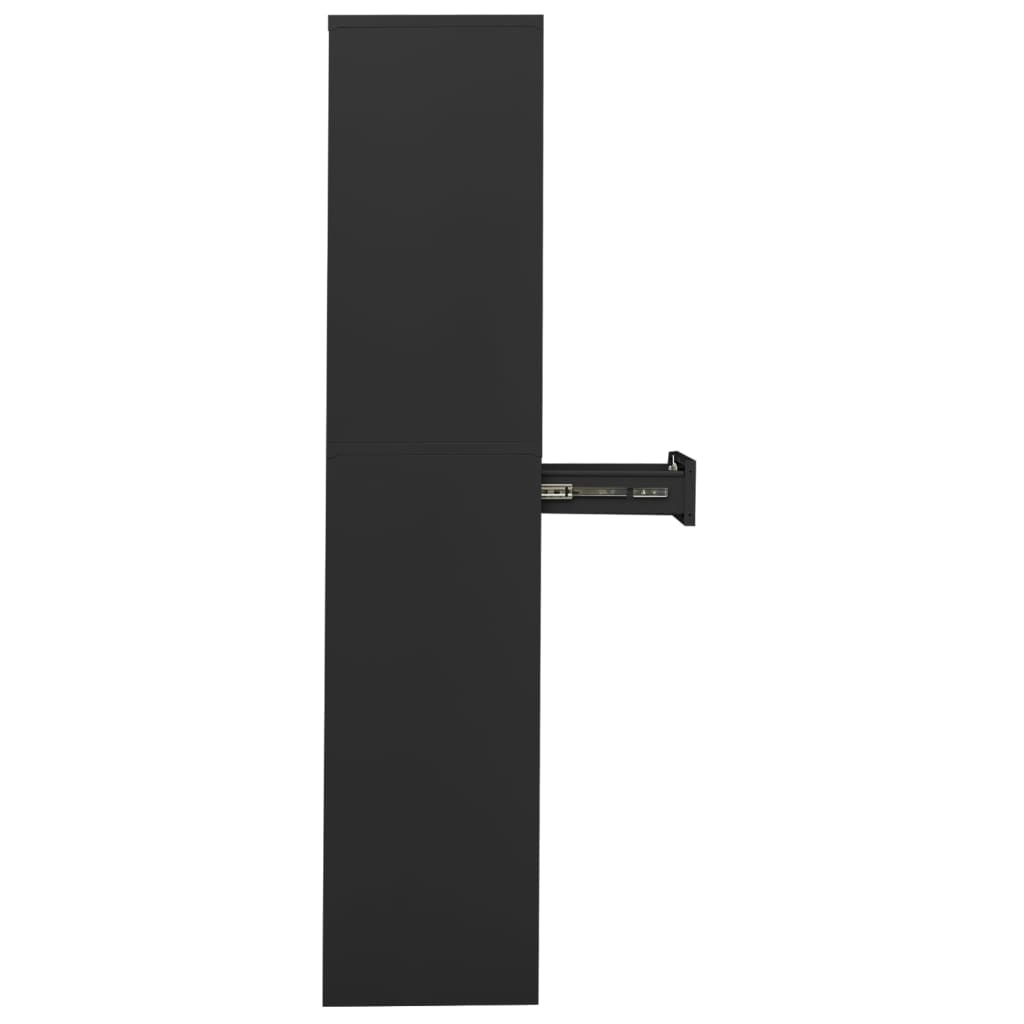 Büroschrank Hellgrau 90x40x180 cm Stahl und Gehärtetes Glas