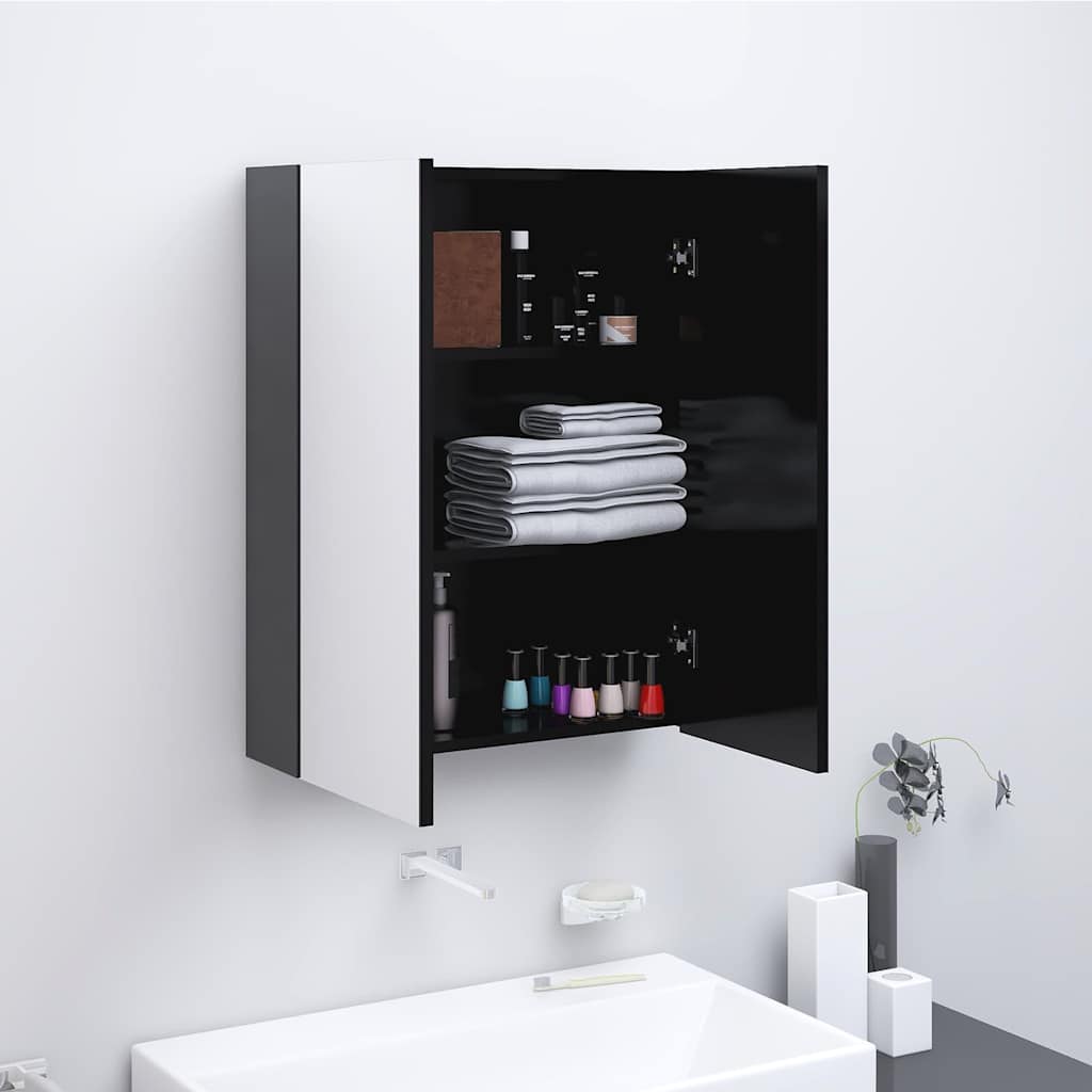 Bad-Spiegelschrank 60x15x75 cm MDF Glänzendes Schwarz