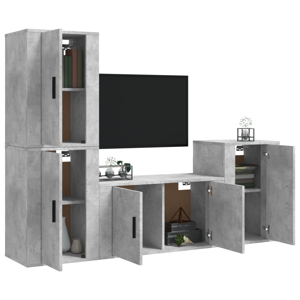 4-tlg. TV-Schrank-Set Hochglanz-Weiß Holzwerkstoff