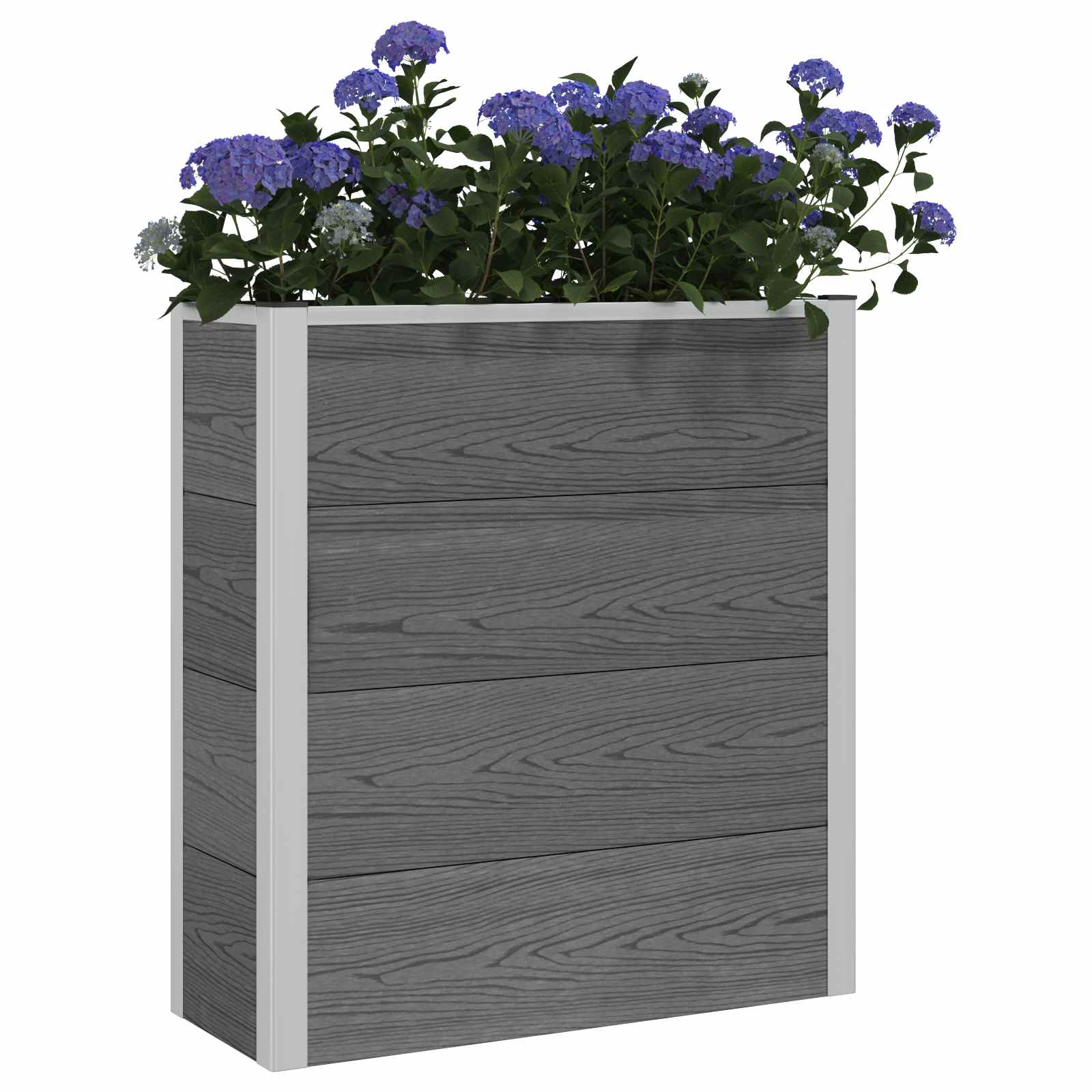 Hochbeet Grau 50 x 30 x 22 cm WPC und Aluminium
