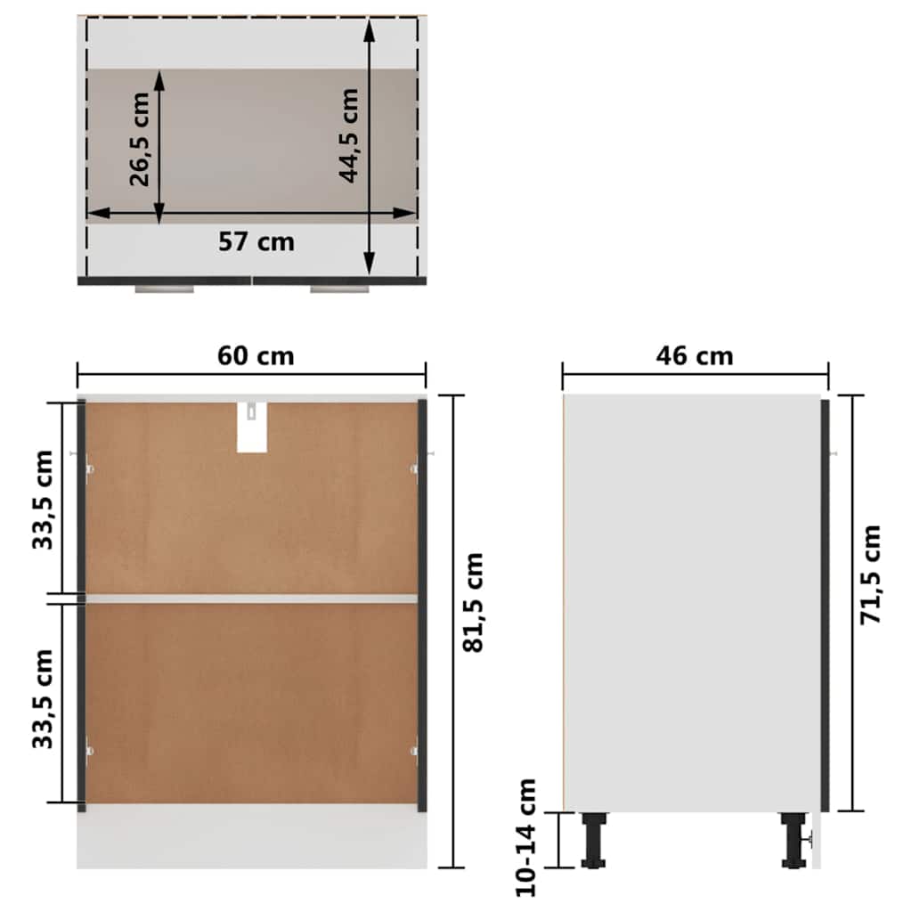 Unterschrank Lyon Weiß 60x46x81,5 cm Holzwerkstoff