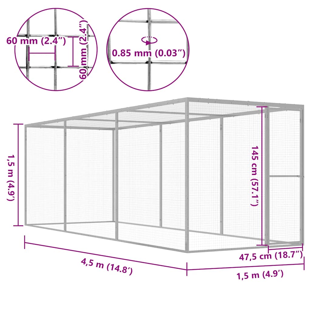 Katzenkäfig 1,5x1,5x1,5 m Verzinkter Stahl