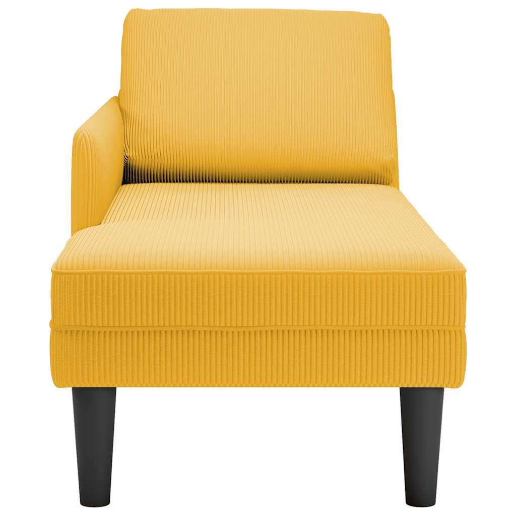 Chaiselongue mit Kissen Hellgrau Cordstoff