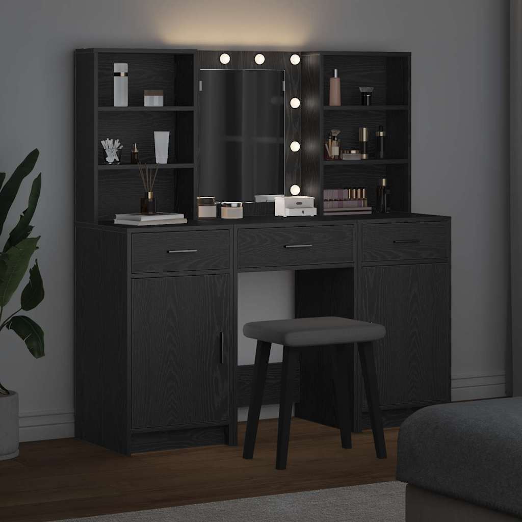 Schminktischset mit LED mit Schubladen 3 pcs Weiß Holzwerkstoff