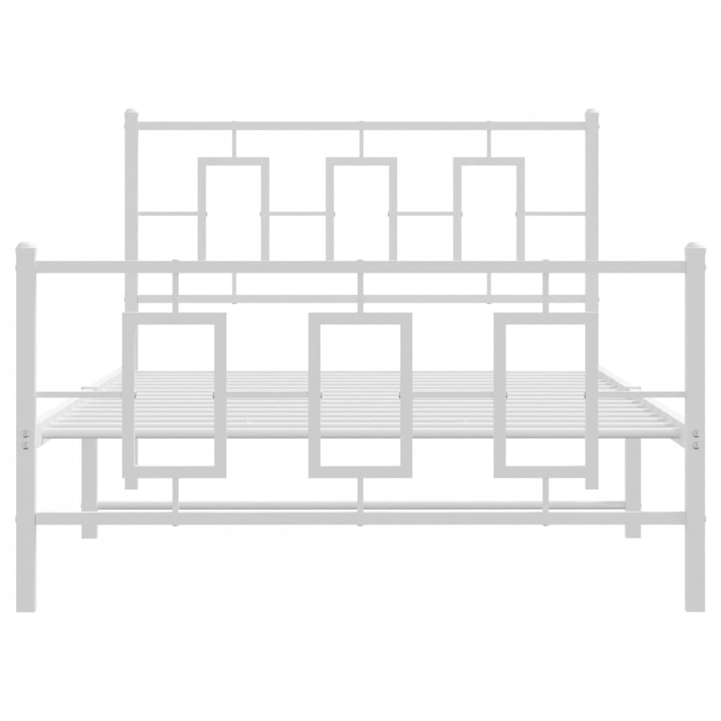 Bettgestell mit Kopf- und Fußteil Metall Weiß 180x200 cm