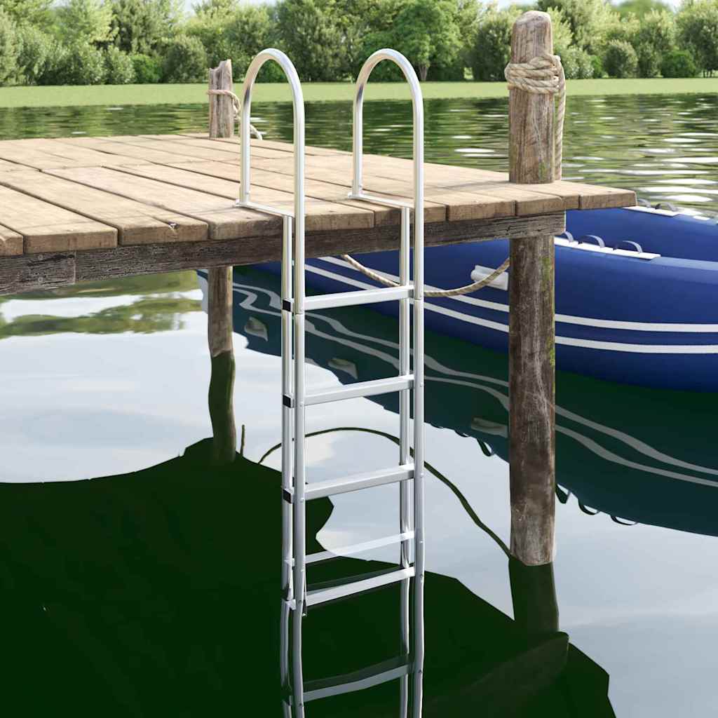 3-Stufen Dockleiter Silber 45 x 11,5 x 134 cm Aluminium
