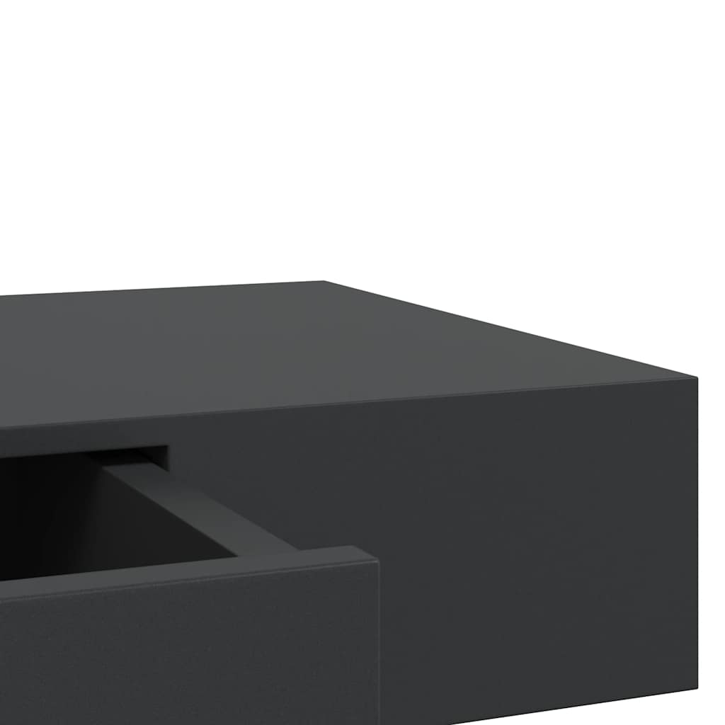 Schweberegal mit Schublade Schwarz 48x25x8 cm