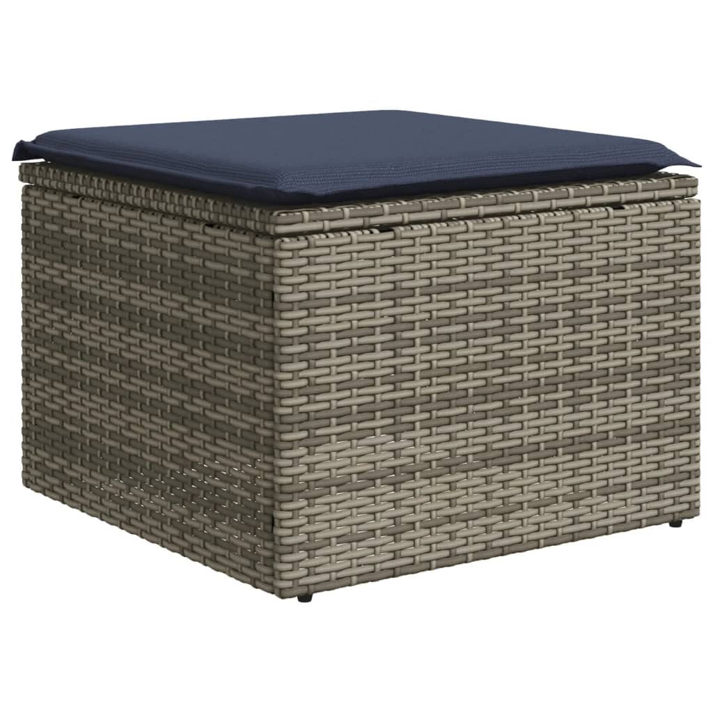 10-teiliges Gartensofa-Set mit Kissen, schwarzes Polyrattan