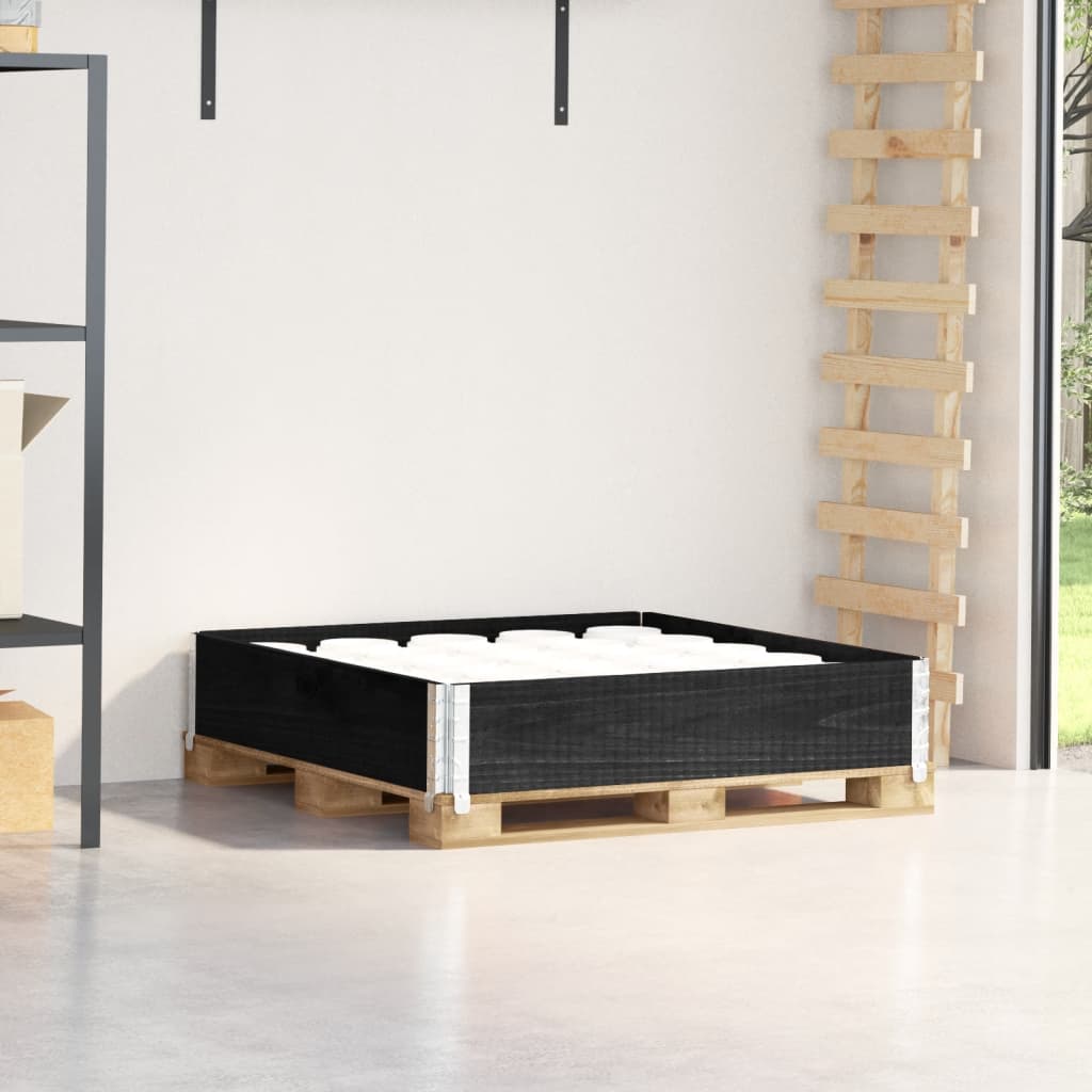 Paletten-Aufsatzrahmen Schwarz 80x60 cm Massivholz Kiefer