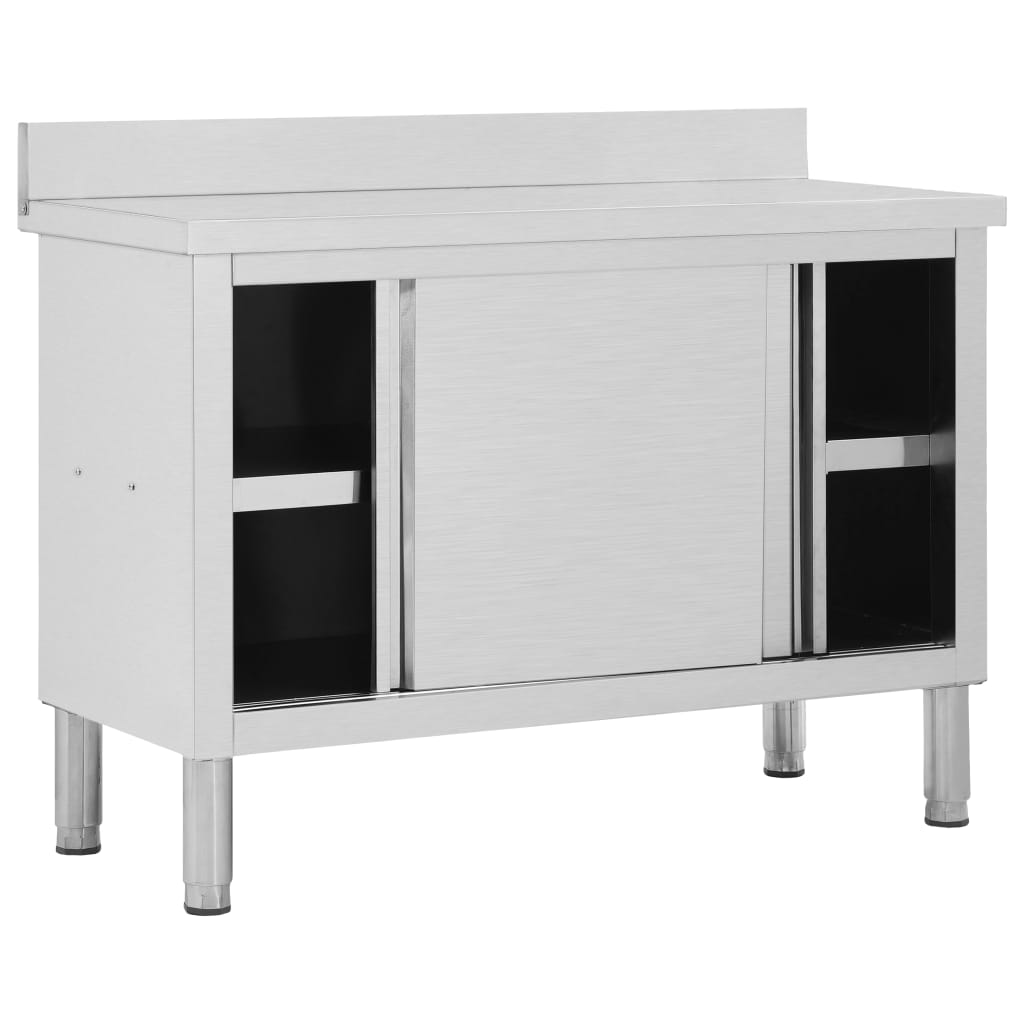 Arbeitsschränke mit Schiebetüren 2 Stk. 200x50x(95-97) cm Edelstahl