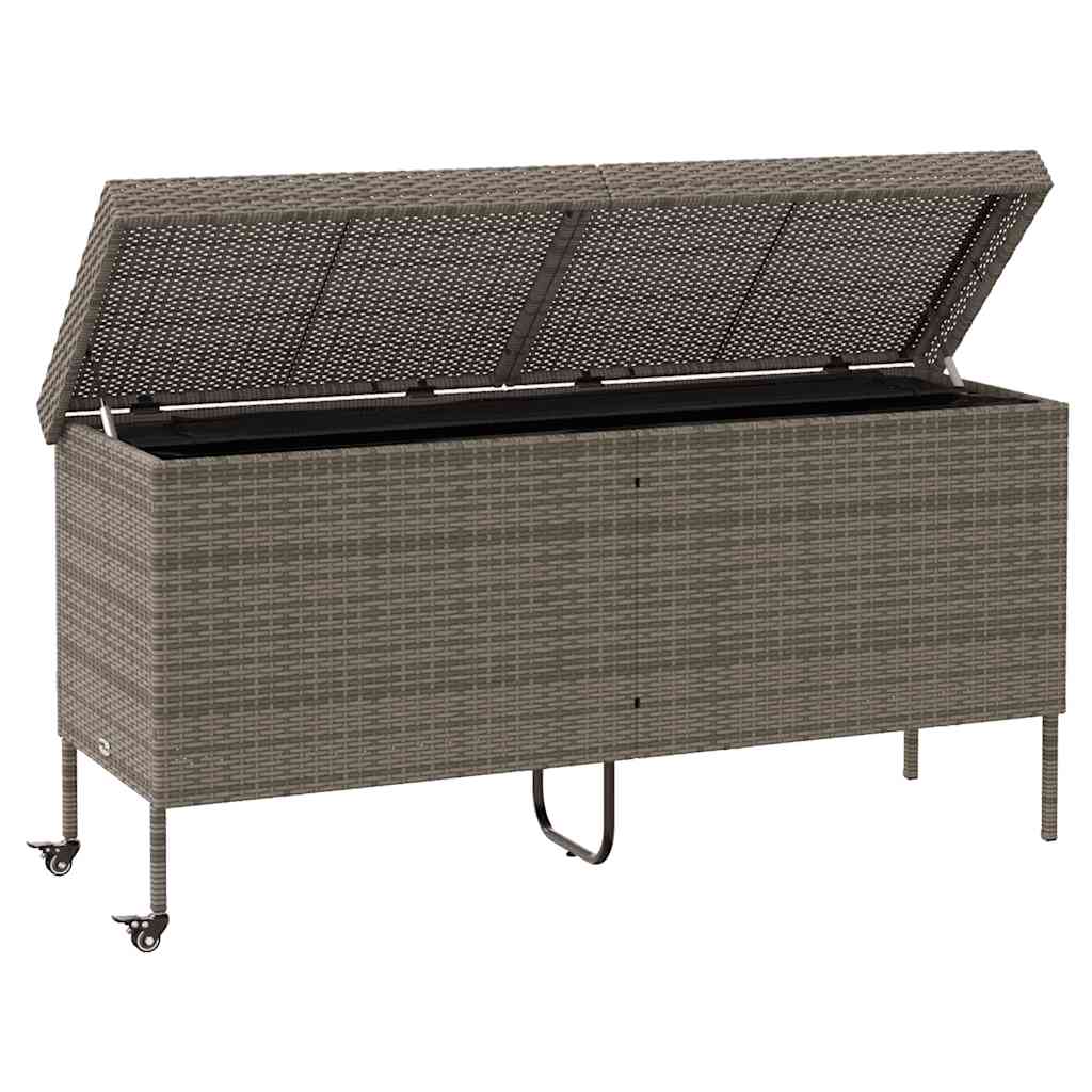 Gartentruhe mit Rollen Schwarz 110x55x73 cm Poly Rattan