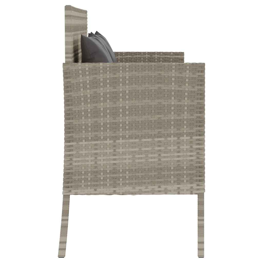 Gartenbank mit Kissen Schwarz Poly Rattan