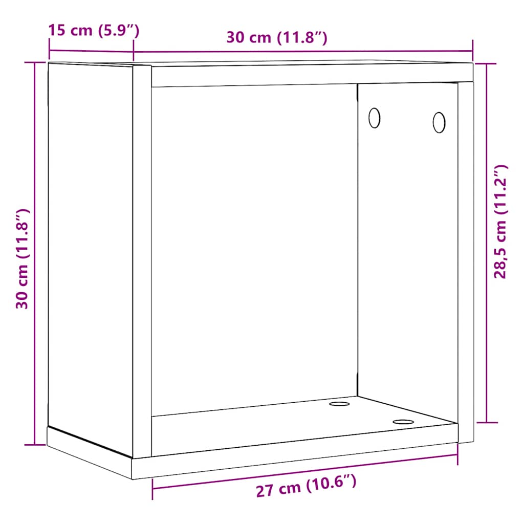 Würfelregale 2 Stk. Weiß 30x15x30 cm