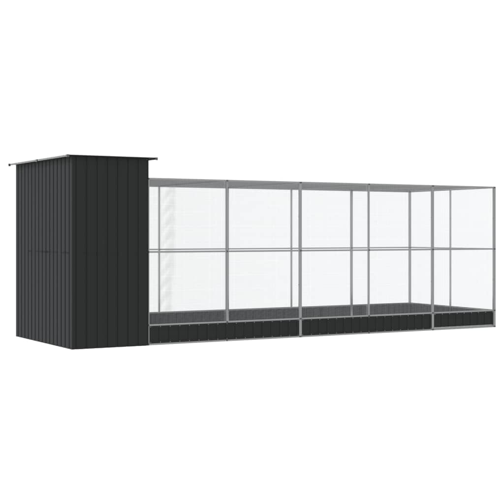 Voliere mit Erweiterung Silber 416 x 203 x 216 cm Stahl
