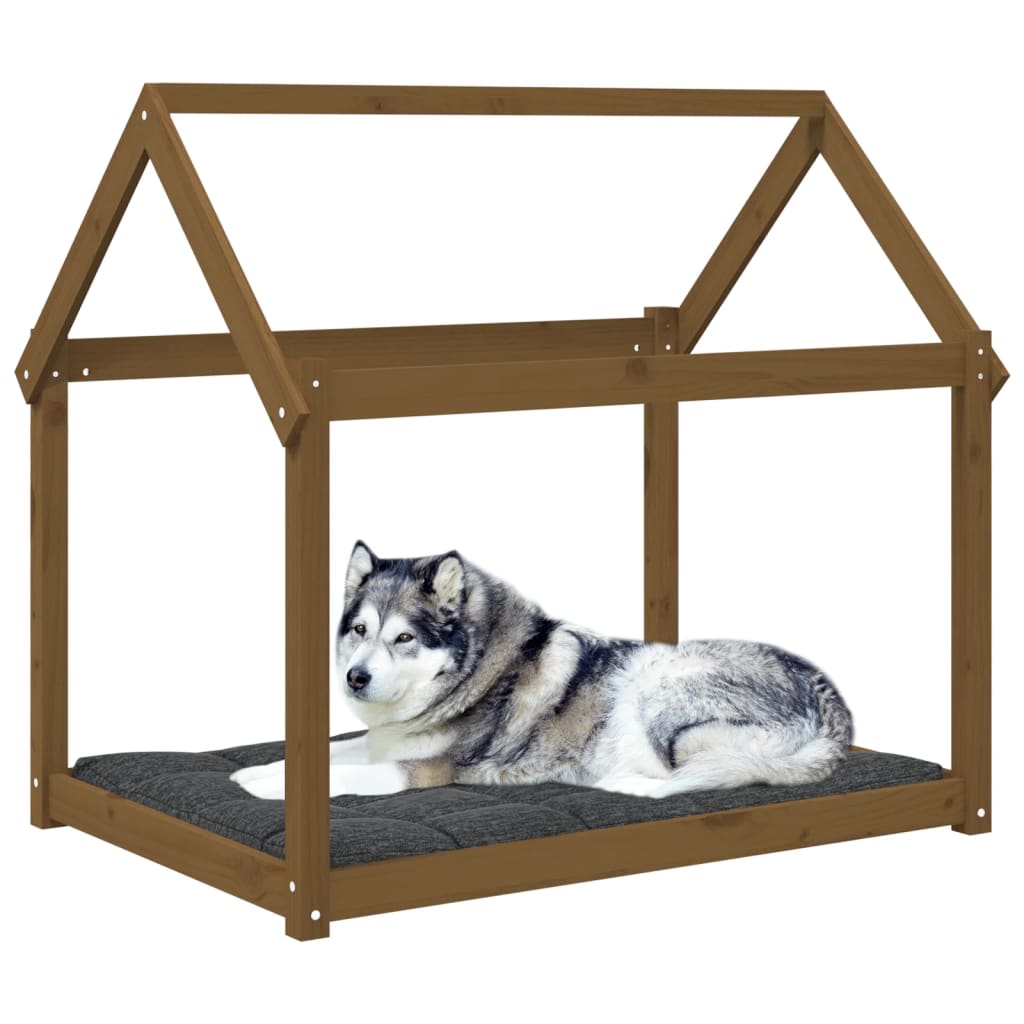 Hundebett Grau 61x50x70 cm Massivholz Kiefer
