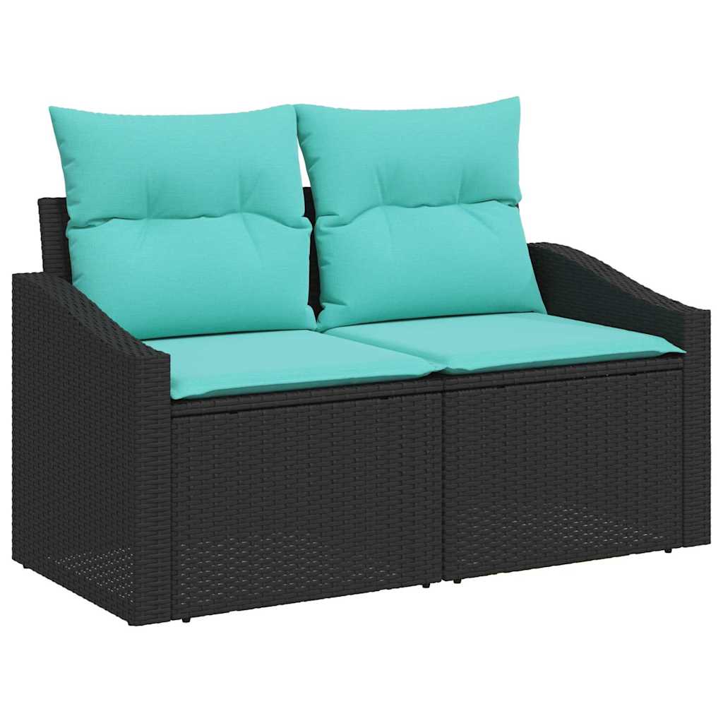 Garten Essgruppe mit Kissen 8 pcs Schwarz und Teal