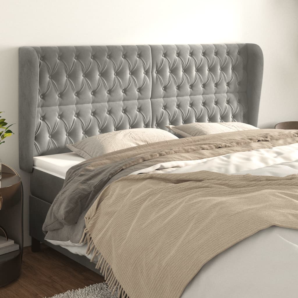 Kopfteil mit Ohren Dunkelblau 93x23x78/88 cm Samt