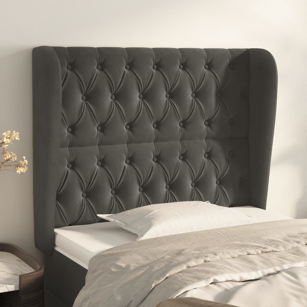 Kopfteil mit Ohren Dunkelblau 93x23x78/88 cm Samt