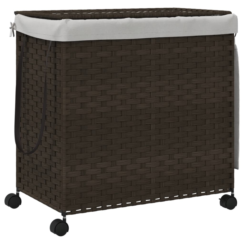 Wäschekorb mit Rollen 60x35x60,5 cm Rattan