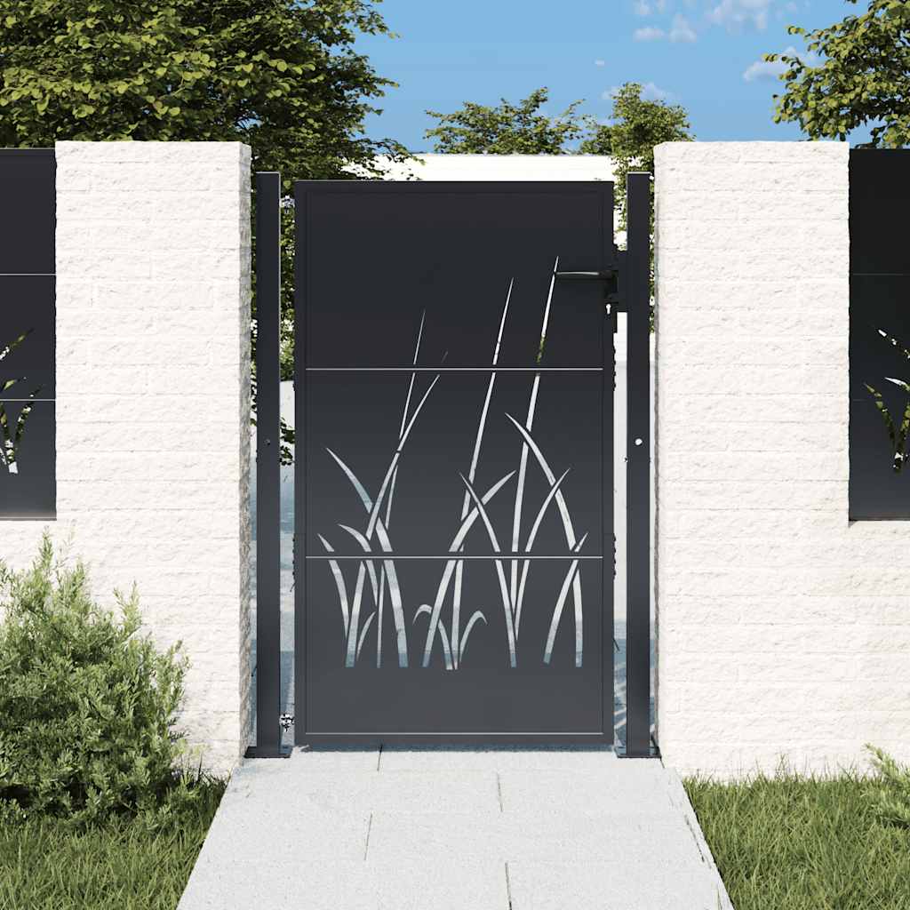 Gartentor Anthrazit 100x75 cm Stahl Gras-Design